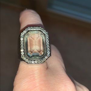 Swarovski silver ring sz 52 w/clear crystals